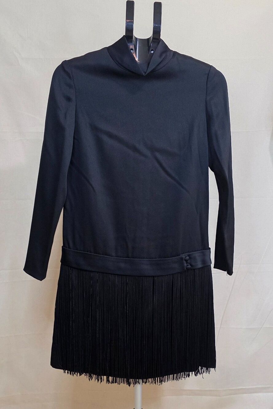Vintage Mod Black Flapper Style Dress Retro Cocktail Party Style 1960s